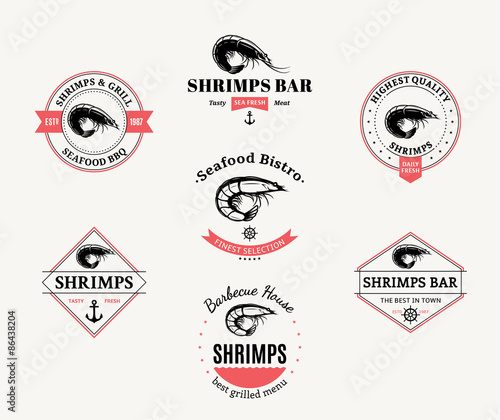 Shrimp Logos, Labels and Design Elements