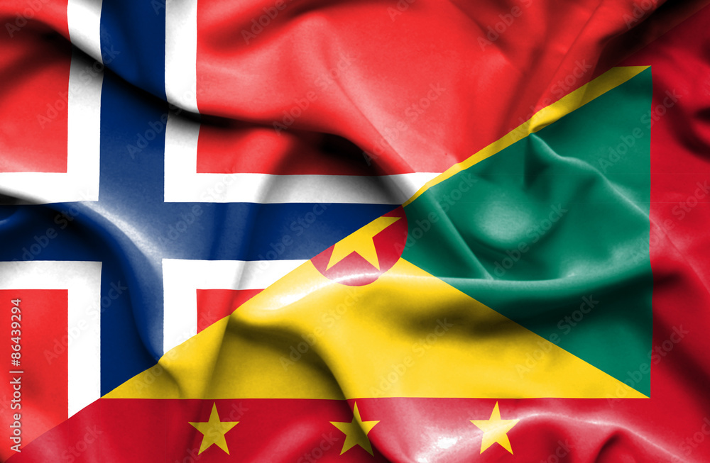 Waving flag of Guernsey and Norway Waving flag of Guernsey and Norway