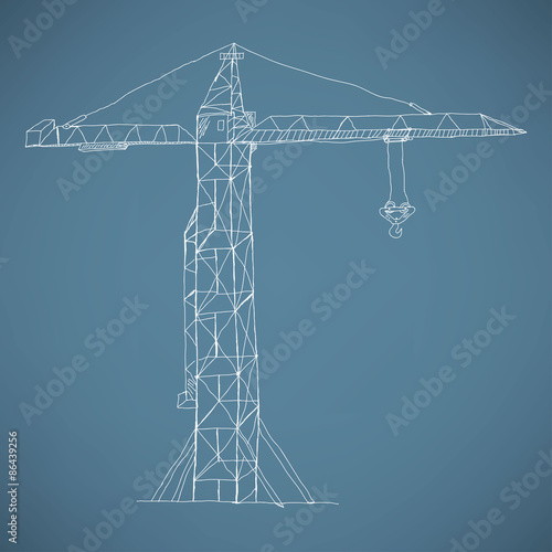Crane working. Doodle style