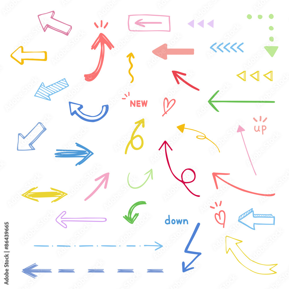 手書き矢印のイラスト素材 カラフル Vector Eps 10 Vector De Stock Adobe Stock