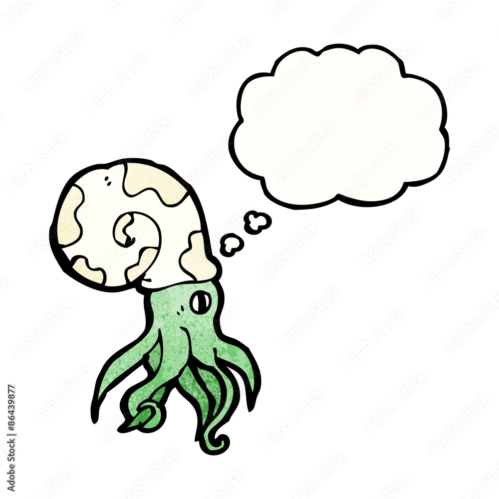 cartoon nautilus squid with thougth bubble cartoon nautilus squid with thougth bubble
