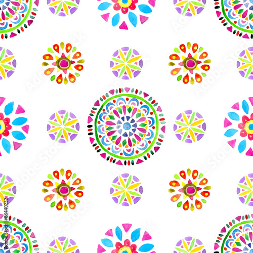 Watercolor Retro pattern of geometric shapes