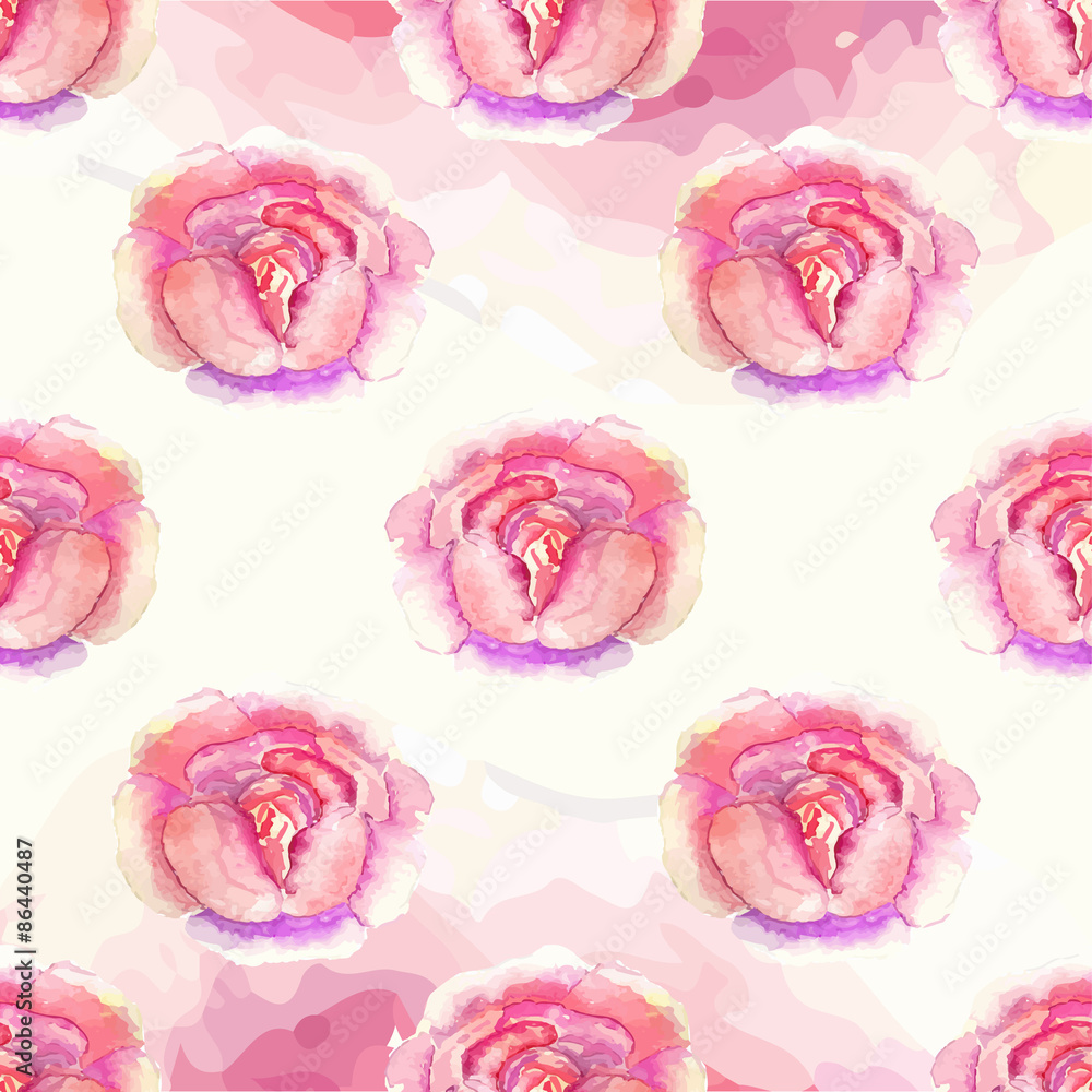 Watercolor Floral pattern with roses Stock Vector | Adobe Stock