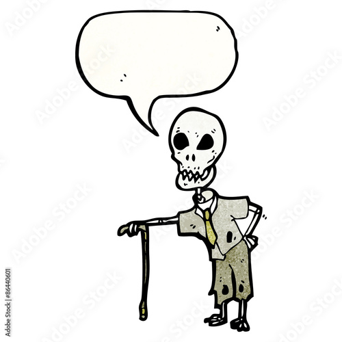 cartoon old skeleton talking