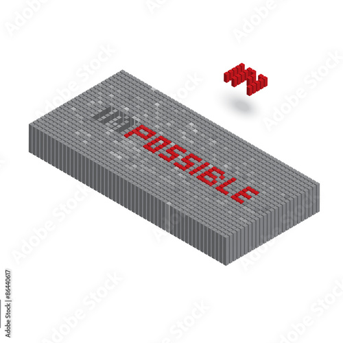 impossible word in 3D block wall illustration
