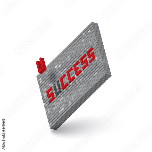 success word in 3D block wall illustration
