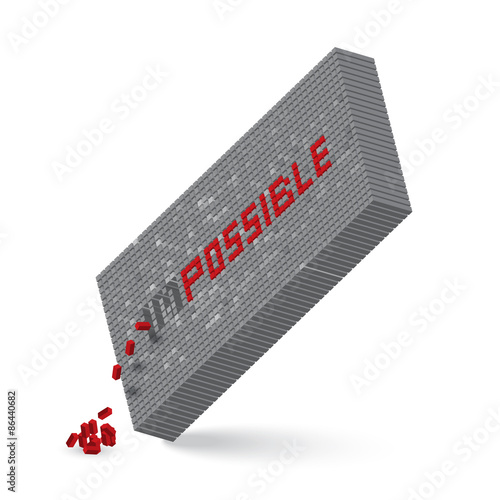 impossible word in 3D block wall illustration