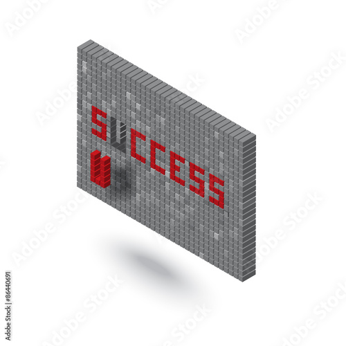 success word in 3D block wall illustration