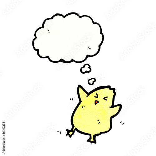 cartoon chick with thought bubble