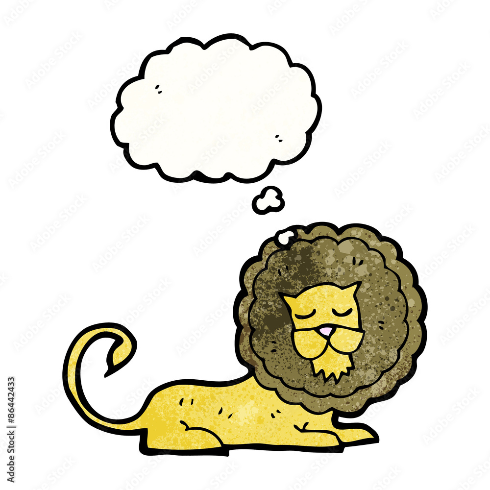 Obraz premium cartoon lion with thought bubble