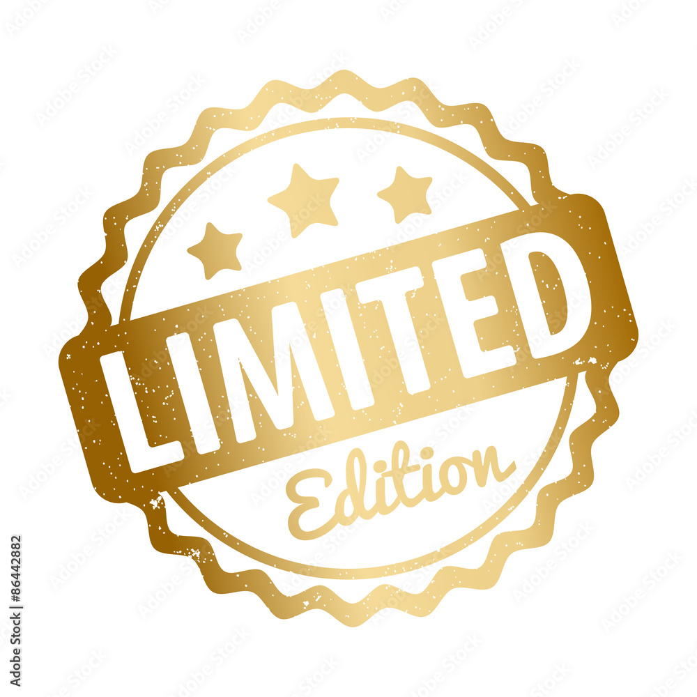 Naklejka premium Limited Edition rubber stamp award vector gold on a white background.