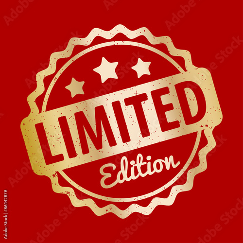 Limited Edition rubber stamp award vector gold on a red background.