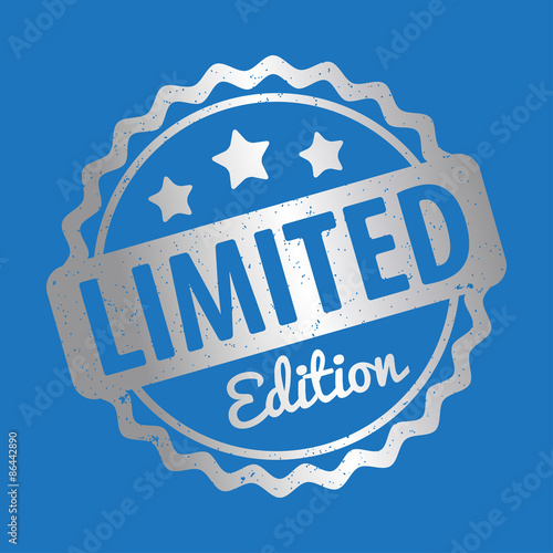 Limited Edition rubber stamp award vector silver on a blue background.