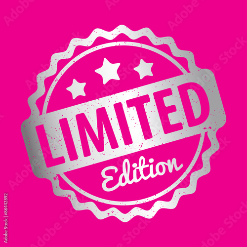 Limited Edition rubber stamp award vector silver on a pink background.