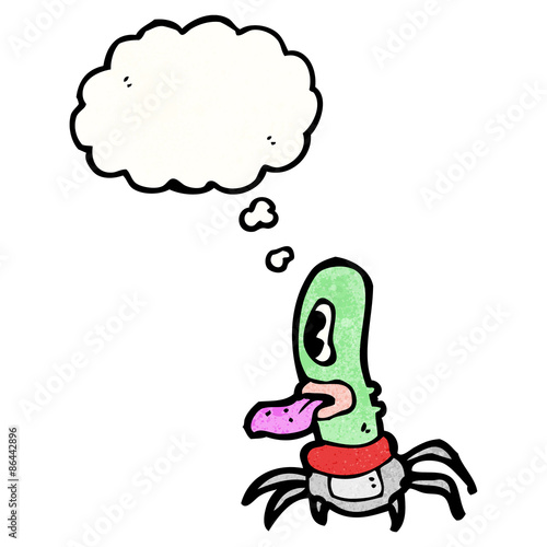 cartoon alien with thougth bubble