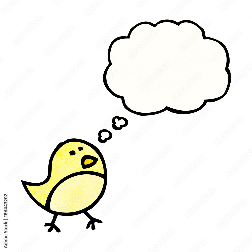 cartoon bird with thougth bubble cartoon bird with thougth bubble