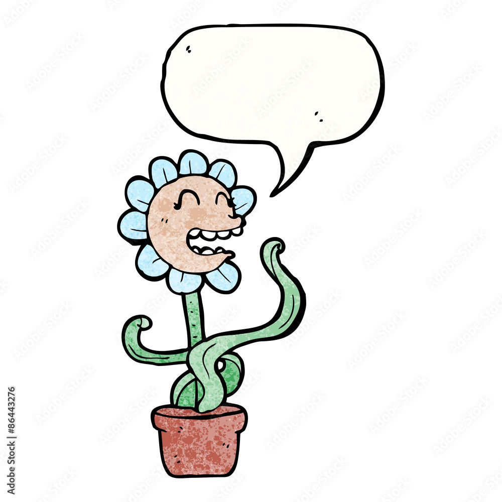 cartoon flower with speech bubble cartoon flower with speech bubble