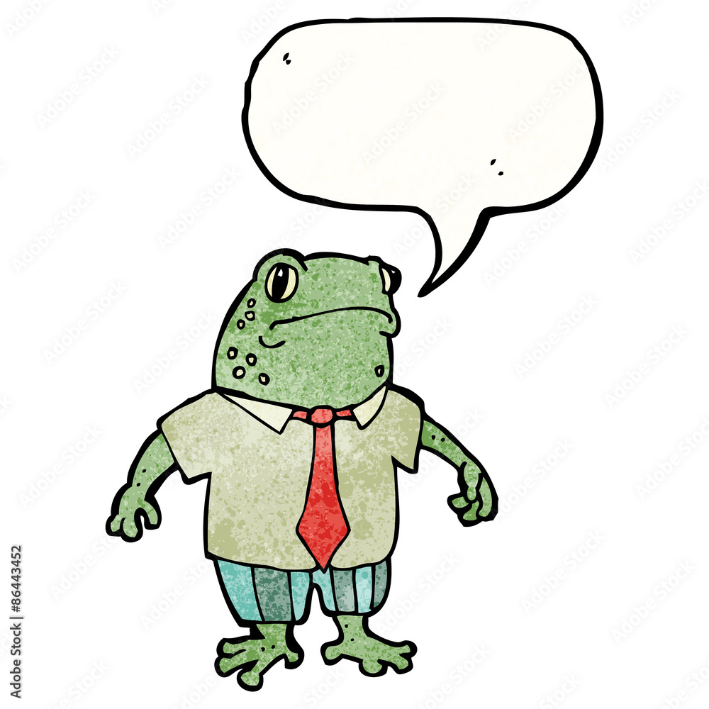 cartoon toad with speech bubble and suit cartoon toad with speech bubble and suit