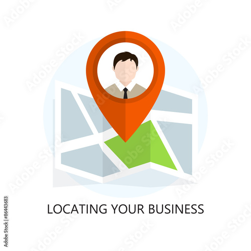 Flat Colored Location Icon. Locating Your Business.