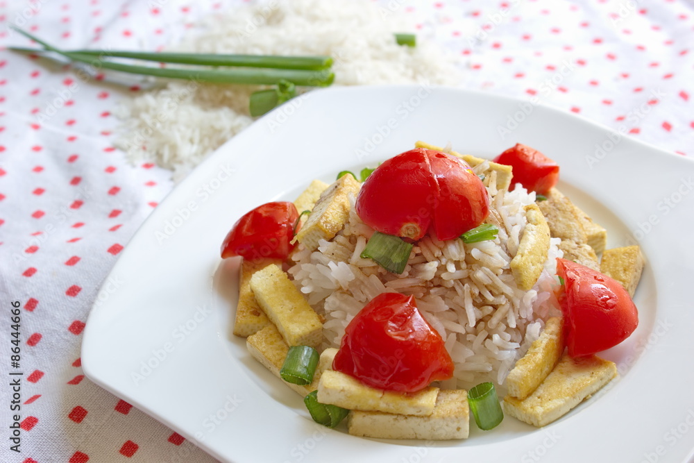 basmati rice served with vegetable and tofu basmati rice served with vegetable and tofu