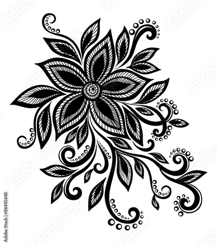 beautiful black and white flower with imitation lace, eyelets, design element