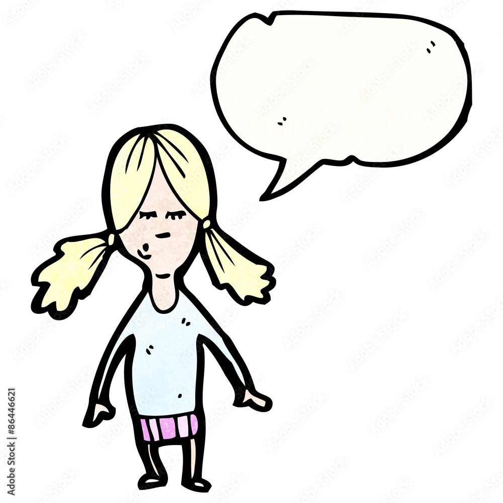 cartoon blond girl with speech bubble cartoon blond girl with speech bubble