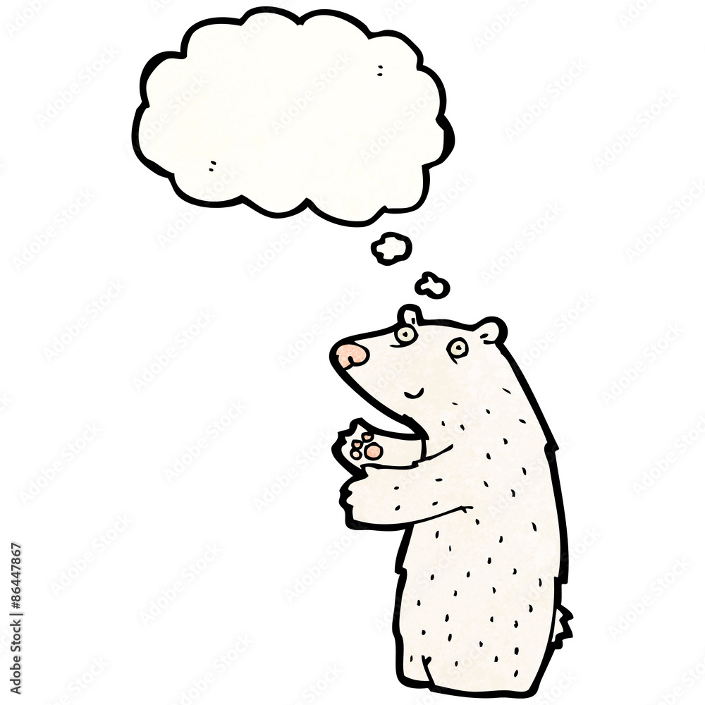 Obraz premium cartoon polar bear with thought bubble