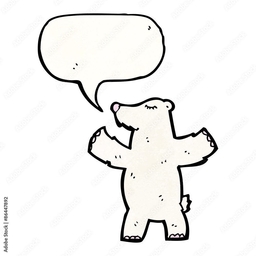 cartoon polar bear with speech bubble cartoon polar bear with speech bubble