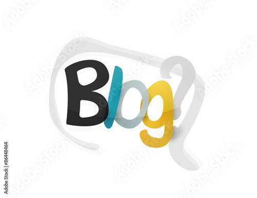 Blog word, drawn lettering typographic element