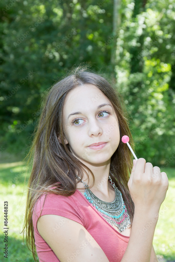 Nice and pretty young girl, brunette, happy teenager Nice and pretty young girl, brunette, happy teenager