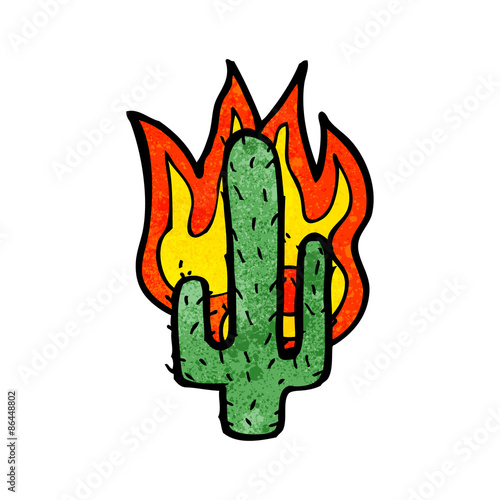 flaming cactus cartoon