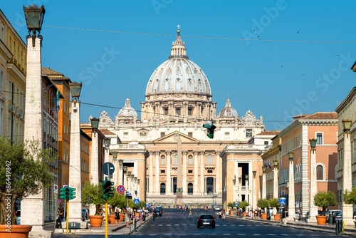 St. Peter's basilica from Conciliazione street, Vatican, Italy