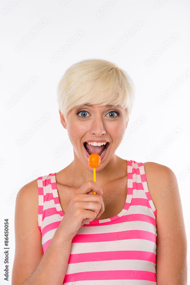 girl with lollipop smiling girl with lollipop smiling