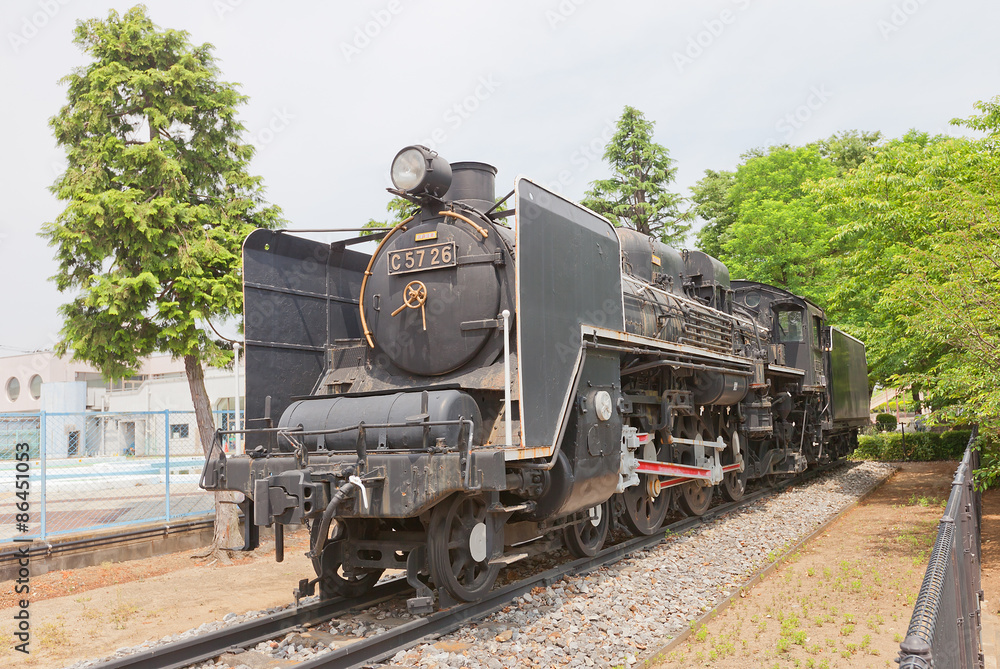 Steam locomotive C57 class N26 in Gyoda town, Japan