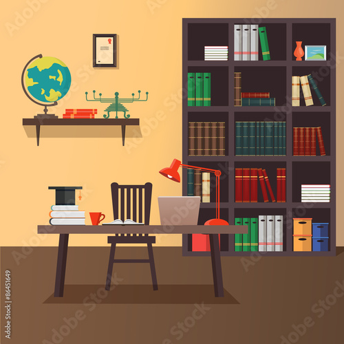 Vector illustration of modern home office workspace
