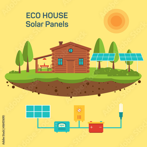 Vector eco green house.