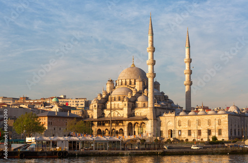 Yeni Cami, meaning New Mosque lit with the morning sun, Istanbul