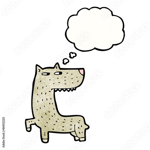 wolf with thought bubble cartoon