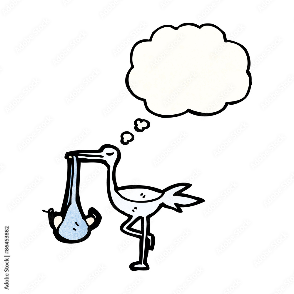 cartoon stork with baby cartoon stork with baby