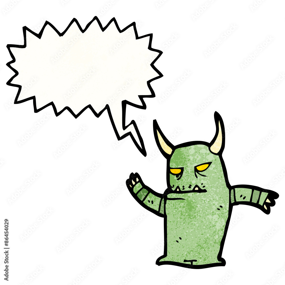 cartoon monster with speech bubble cartoon monster with speech bubble
