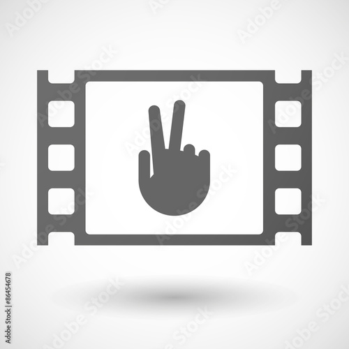 35mm film frame with a victory hand