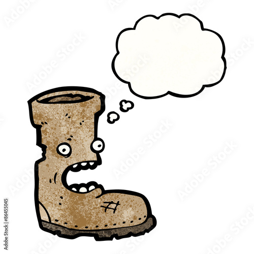 cartoon old boot with thought bubble