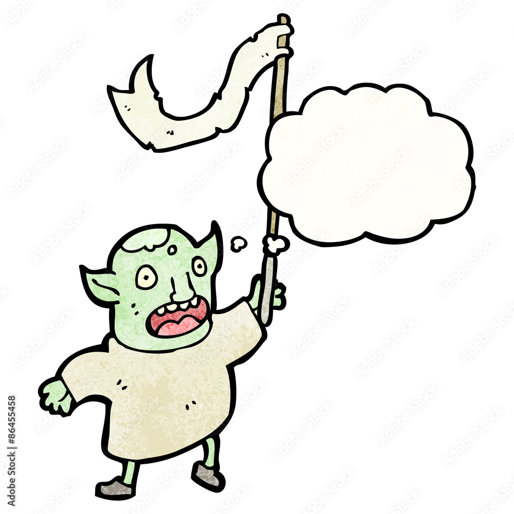 cartoon goblin waving flag cartoon goblin waving flag