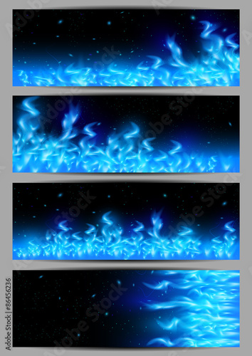 Blue flame banners