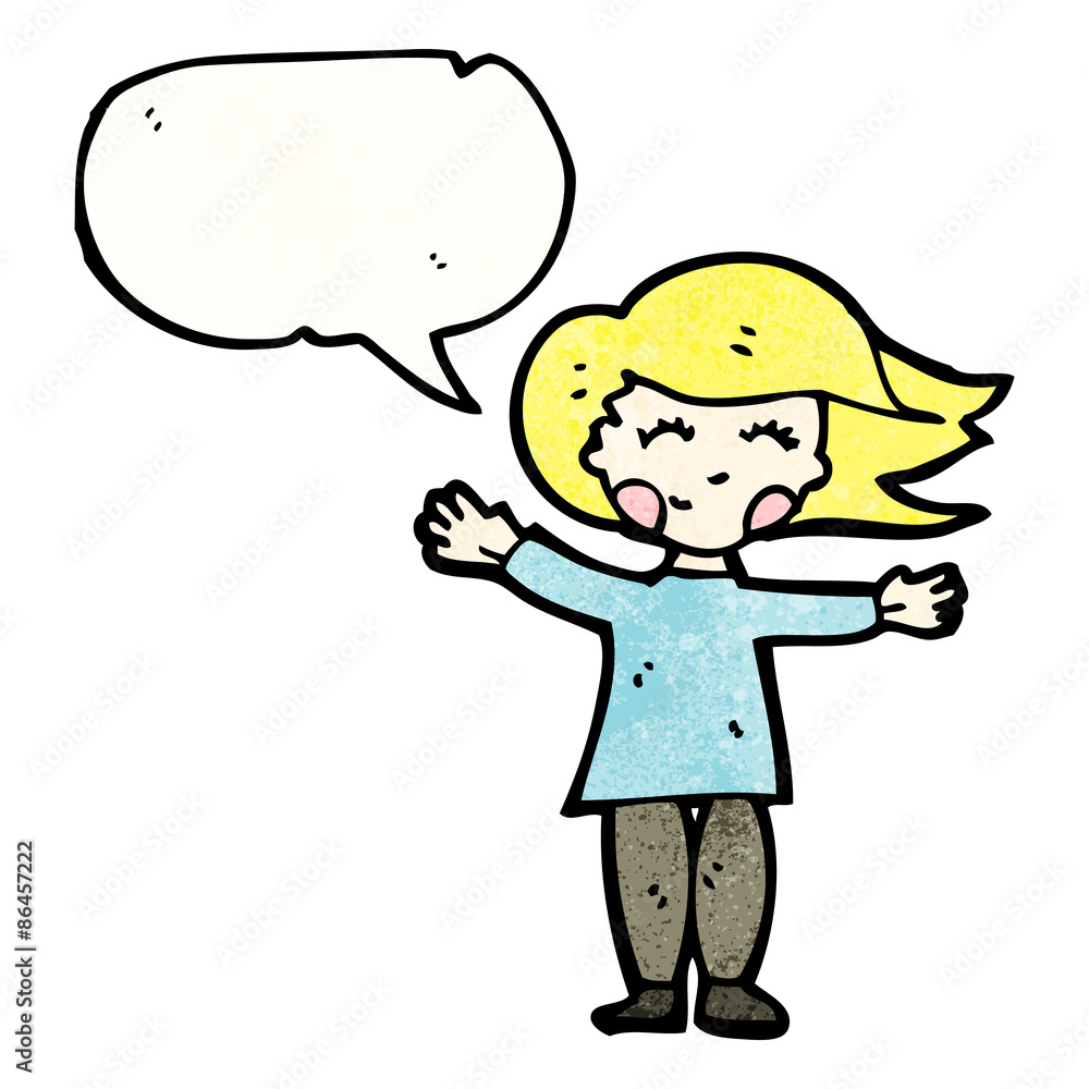 happy blond woman with speech bubble happy blond woman with speech bubble