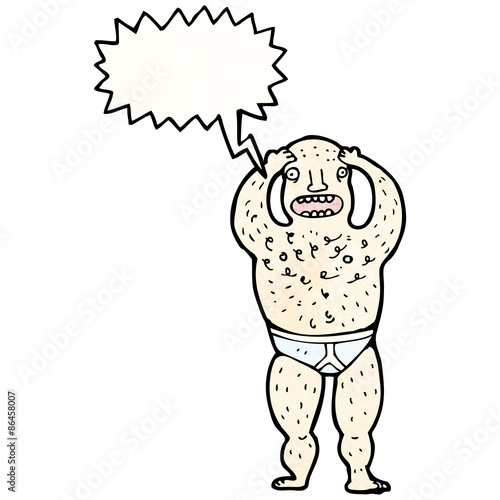 cartoon naked man with speech bubble
