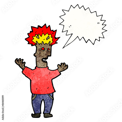 cartoon man with exploding head