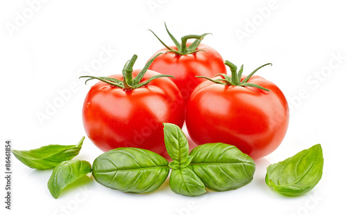 fresh tomatoes and basil leaves