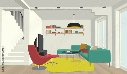 Color drawing of the living room