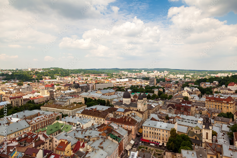 View of old small city Lviv